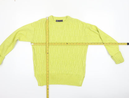 Marks and Spencer Womens Yellow Cable Knit Jumper Size S