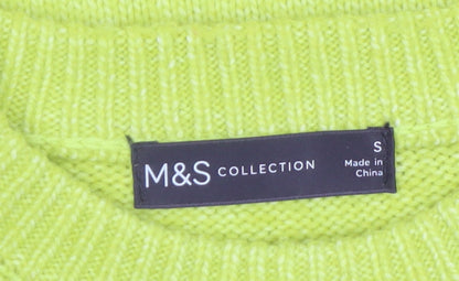 Marks and Spencer Womens Yellow Cable Knit Jumper Size S