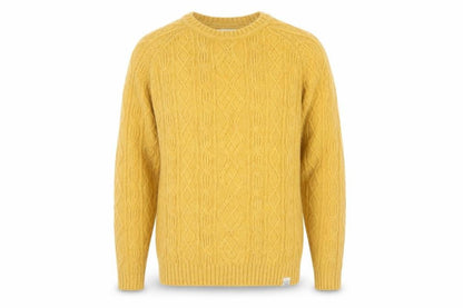 Norse Projects Men's Yellow Cable-Knit Wool Jumper XS
