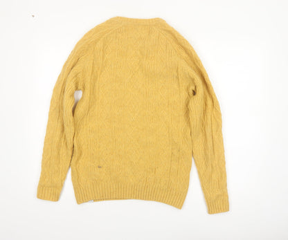 Norse Projects Men's Yellow Cable-Knit Wool Jumper XS