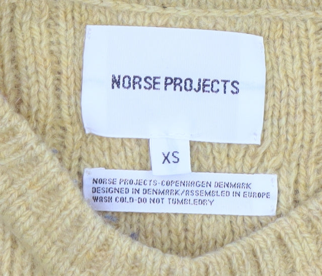 Norse Projects Men's Yellow Cable-Knit Wool Jumper XS