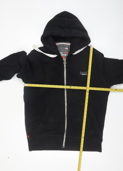 Superdry Men's Black Full Zip Hoodie Size L Orange Label Classic Style