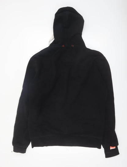 Superdry Men's Black Full Zip Hoodie Size L Orange Label Classic Style