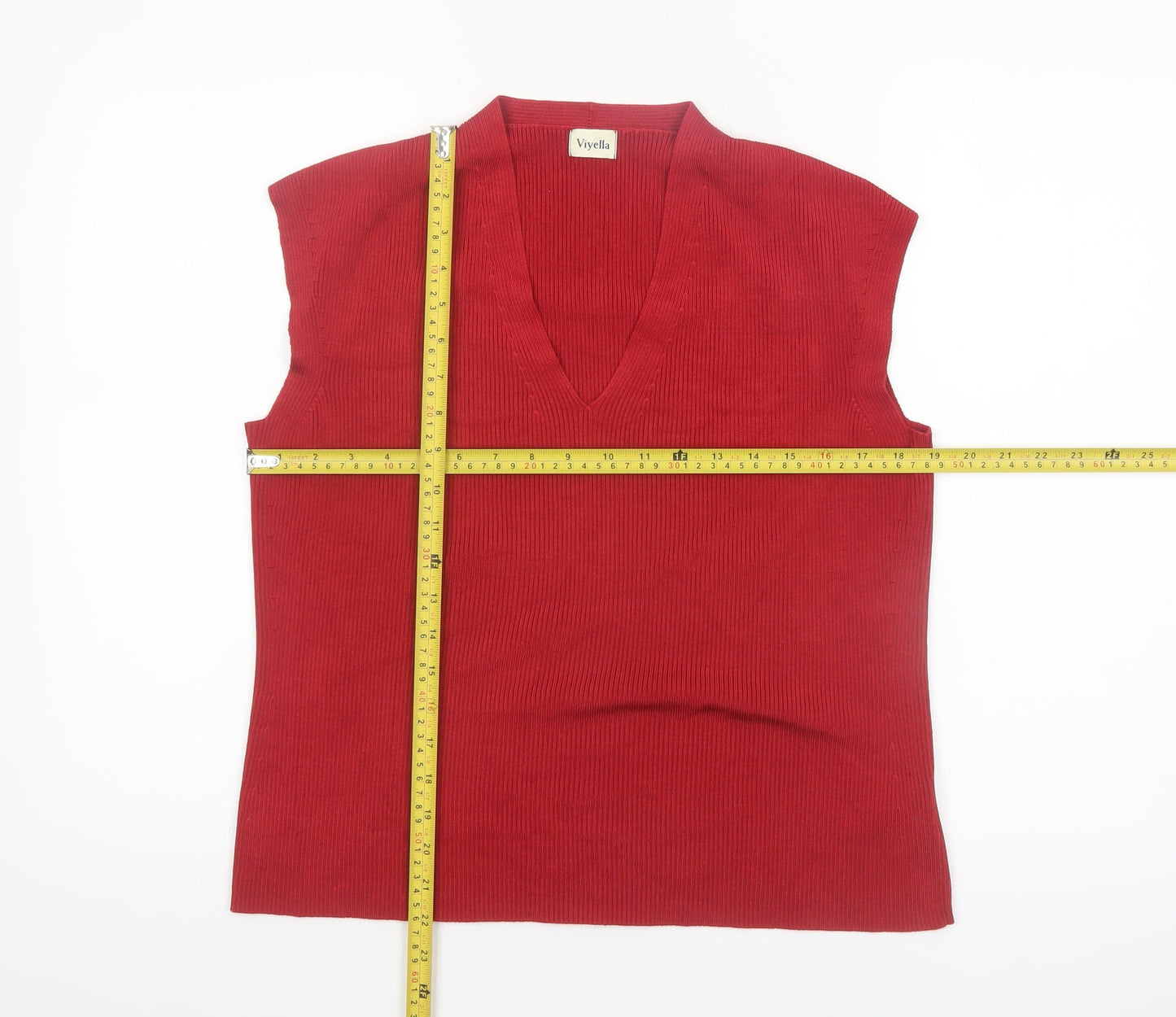Viyella Women's Red Sleeveless Knit V-Neck Tank Top XL