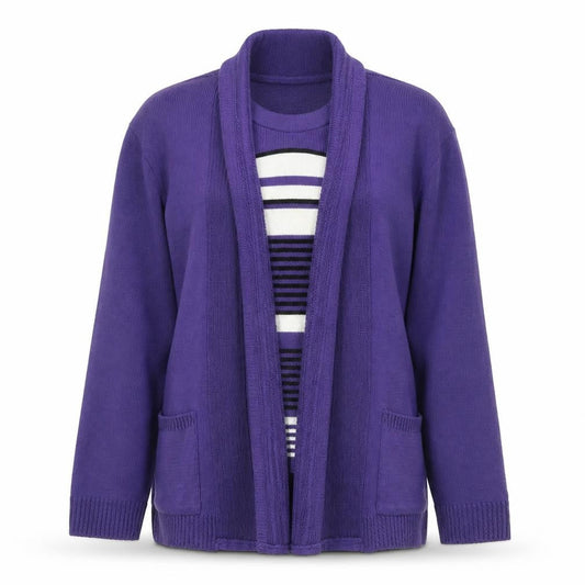 Pure & Natural Womens Purple Acrylic Cardigan M/L Long Sleeve Knit