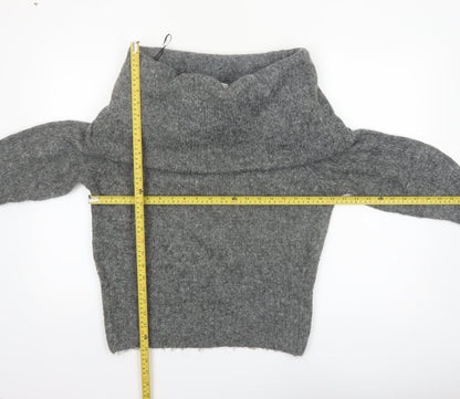 H&M Women's Grey Cowl Neck Long Sleeve Pullover Jumper Size S