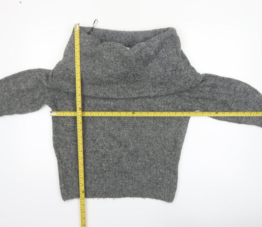 H&M Women's Grey Cowl Neck Long Sleeve Pullover Jumper Size S