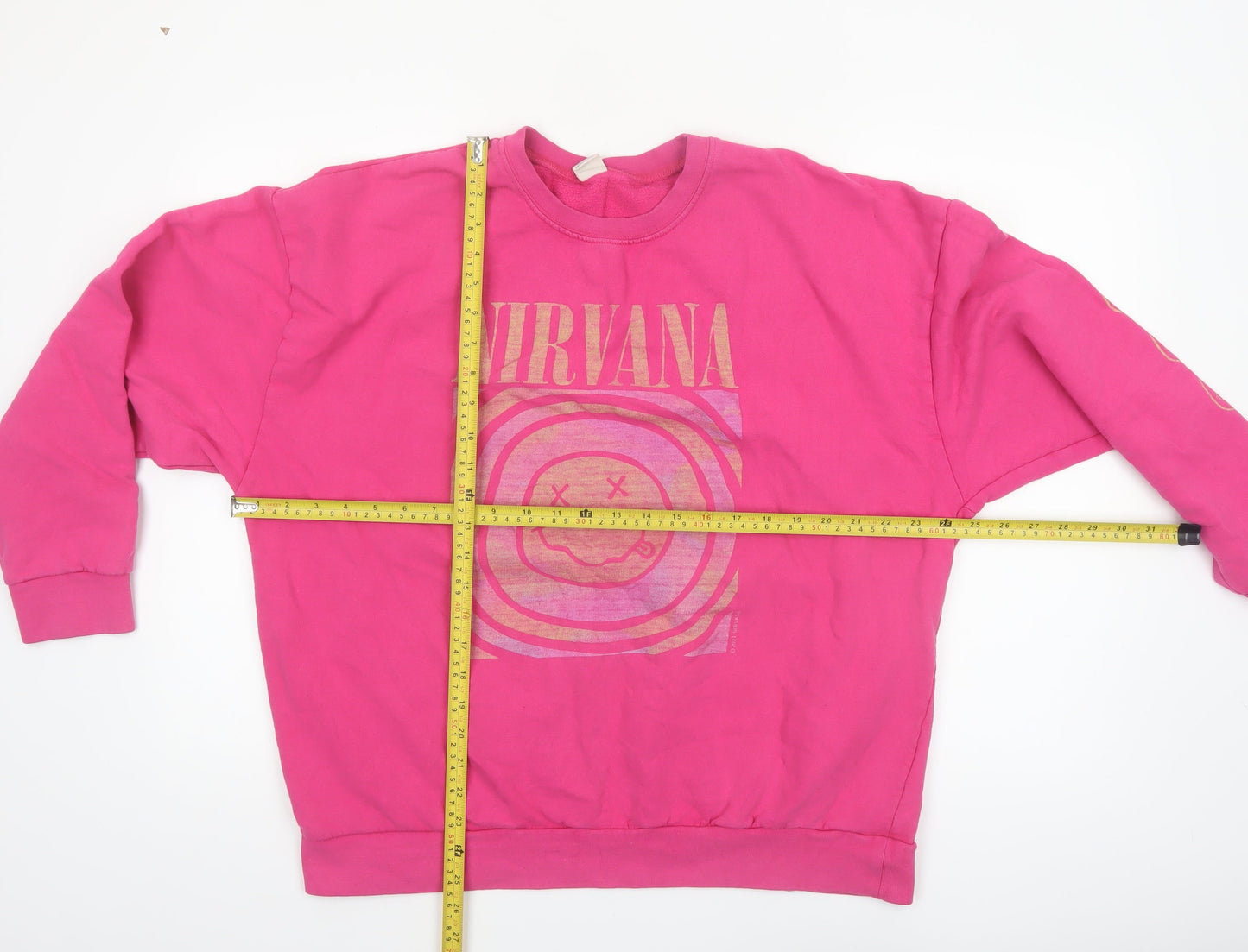 Urban Outfitters Women Pink Nirvana Graphic Cotton Sweatshirt M