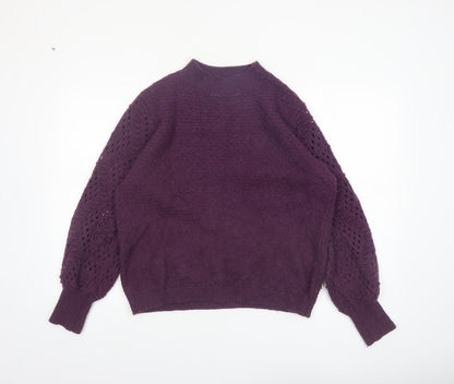 Fat Face Women Purple Long Sleeve Knit Jumper Size 14