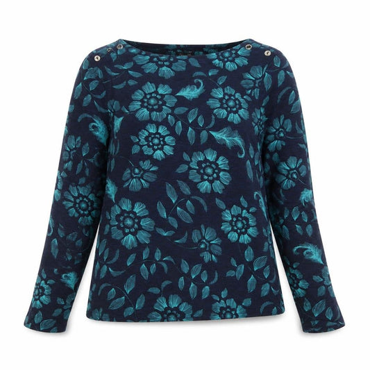 Spirit Women Blue Floral Long Sleeve Polyester Blouse UK 16