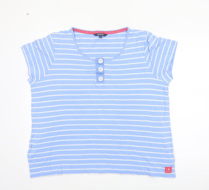 Maine New England Women's Blue Striped Cotton T-Shirt Size 22
