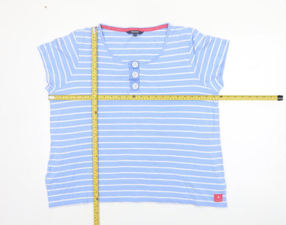 Maine New England Women's Blue Striped Cotton T-Shirt Size 22