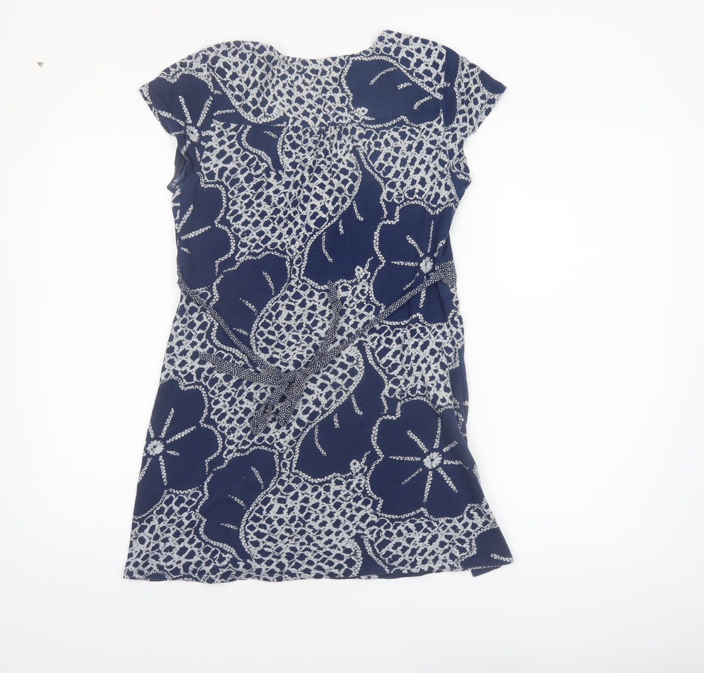 White Stuff Women's Blue Floral Cotton Tunic Blouse Size 10