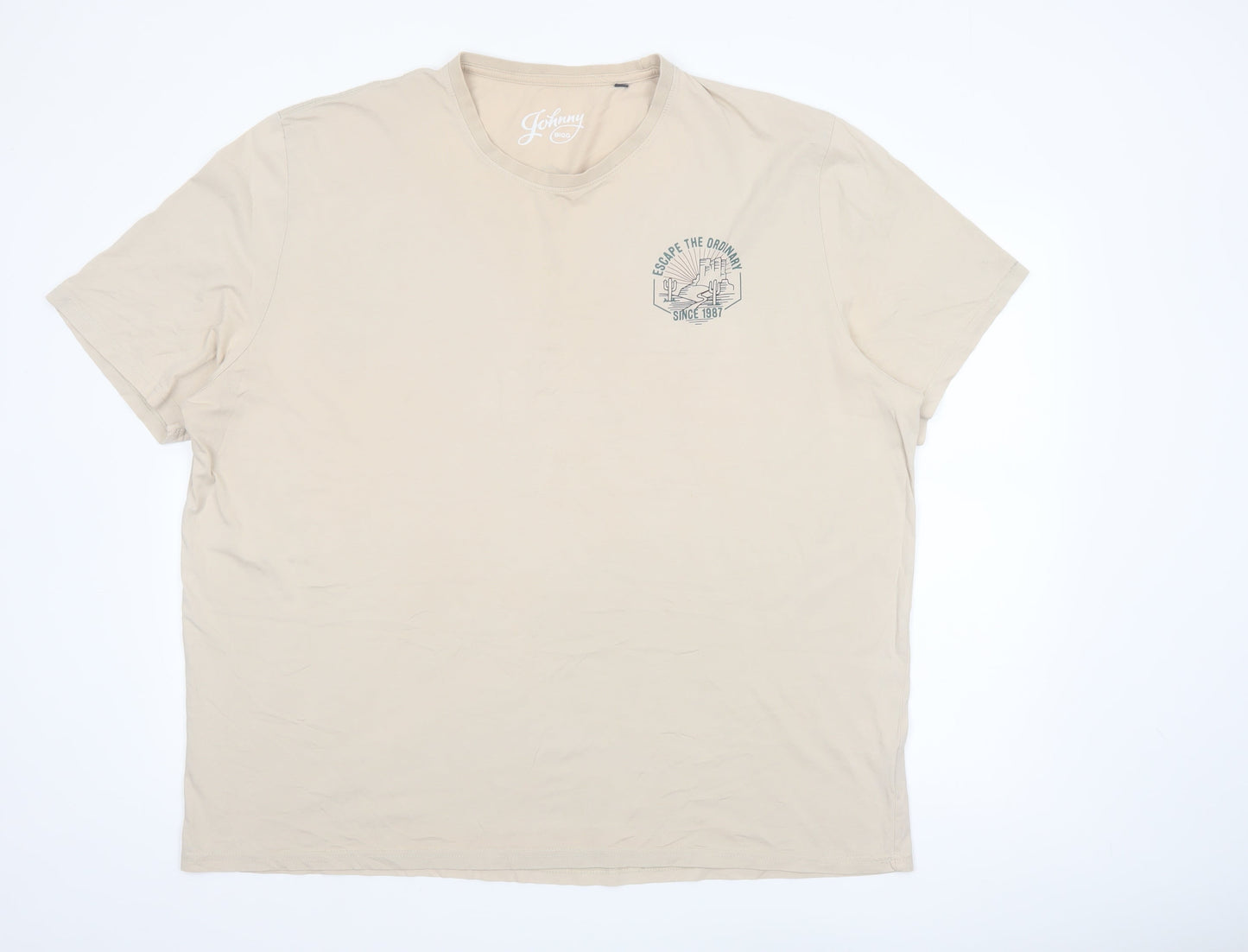 Johnny Bigg Men's Beige 4XL Graphic Cotton T-Shirt Escape the Ordinary