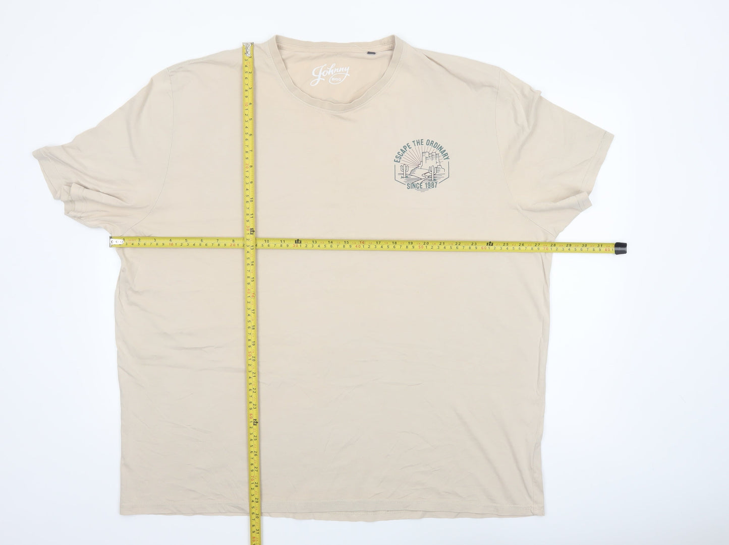 Johnny Bigg Men's Beige 4XL Graphic Cotton T-Shirt Escape the Ordinary
