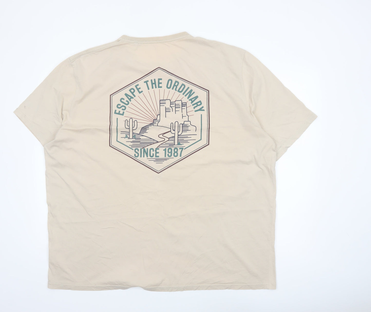 Johnny Bigg Men's Beige 4XL Graphic Cotton T-Shirt Escape the Ordinary