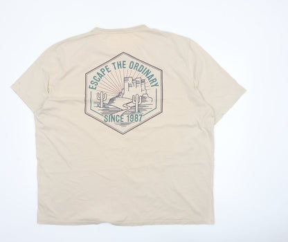 Johnny Bigg Men's Beige 4XL Graphic Cotton T-Shirt Escape the Ordinary
