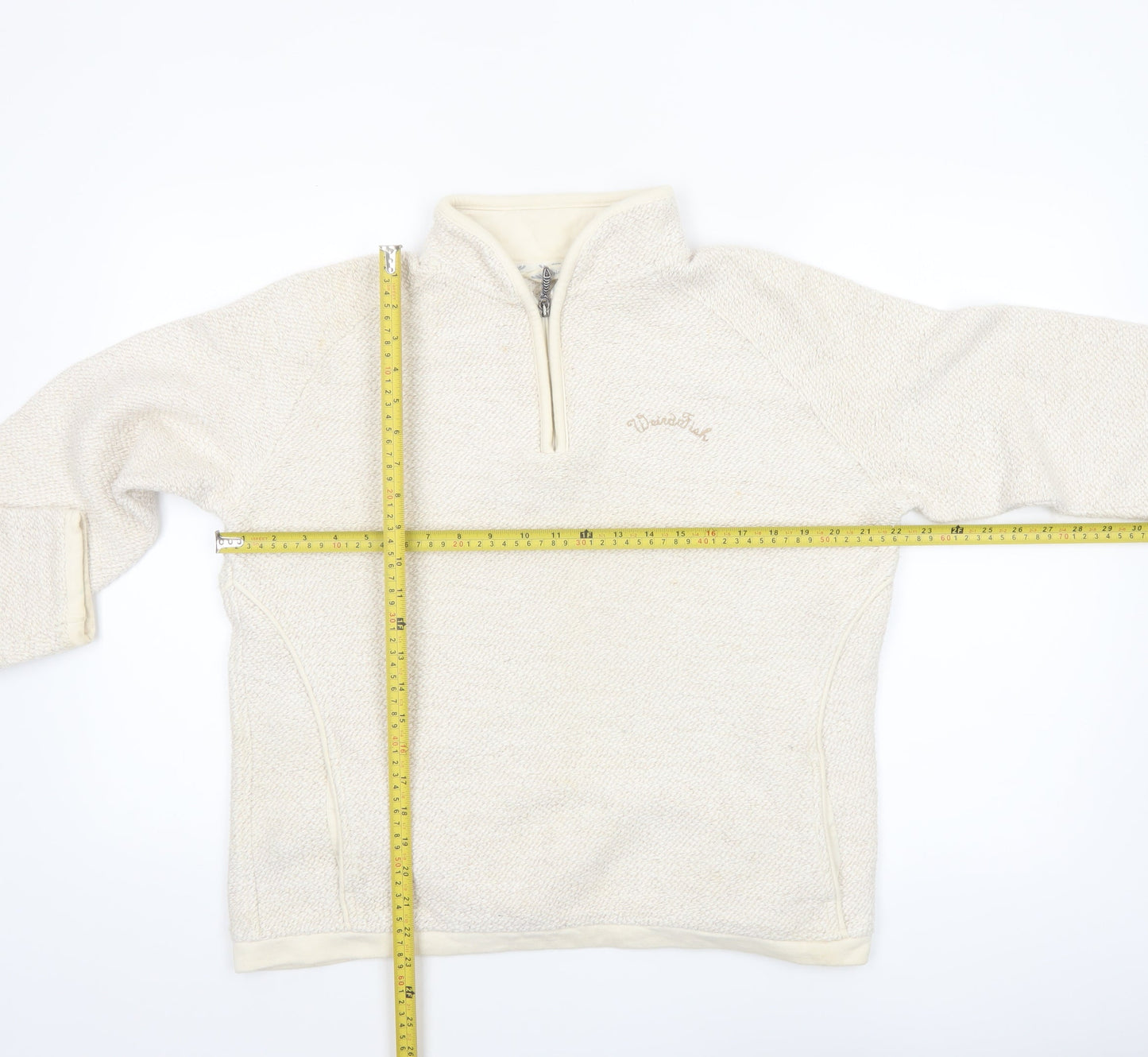 Weinbock Women's Beige 1/4 Zip Pullover Sweatshirt XL Cotton Blend
