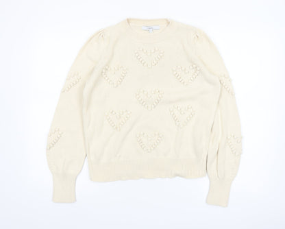 Next Women’s Beige Cotton Heart Knit Jumper Size S