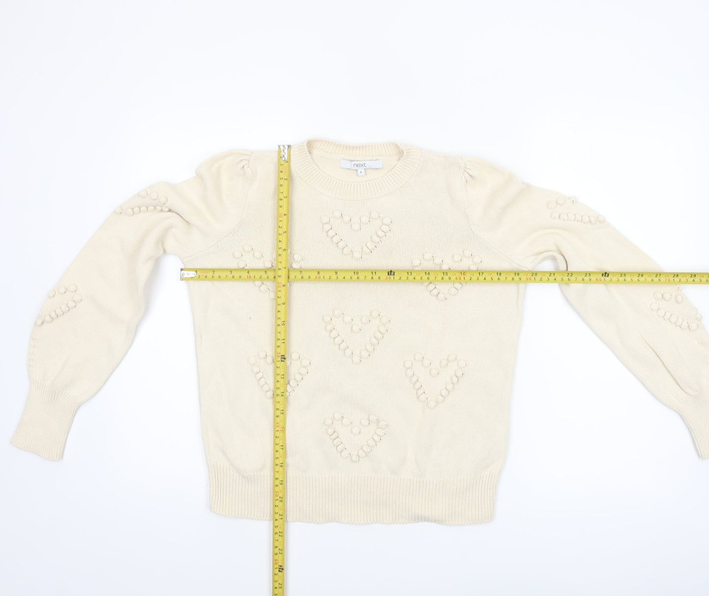 Next Women’s Beige Cotton Heart Knit Jumper Size S