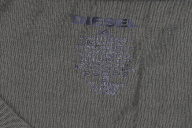 Diesel Men’s Green XL Crew Neck Cotton T-Shirt