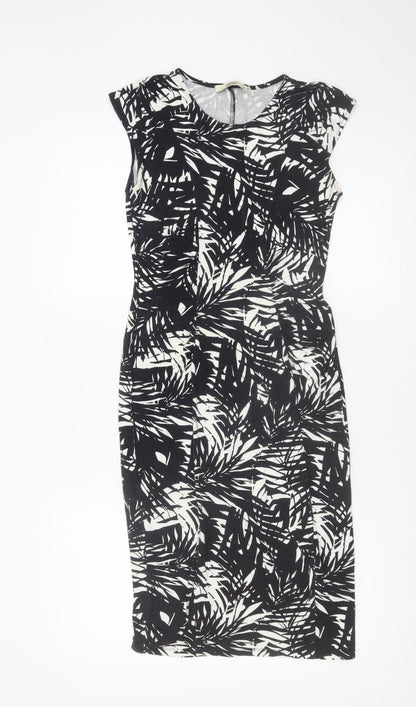 Oasis Women’s Black White Floral Bodycon Dress XS