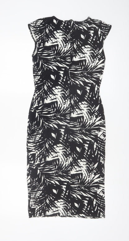 Oasis Women’s Black White Floral Bodycon Dress XS