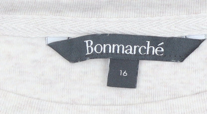 Bonmarché Women’s Beige Butterfly Print 3/4 Sleeve T-Shirt Size 16