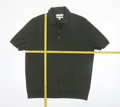 Marks and Spencer Men's Dark Green Cotton Polo Shirt XL