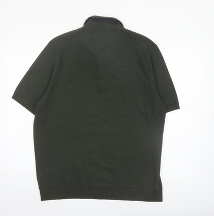 Marks and Spencer Men's Dark Green Cotton Polo Shirt XL