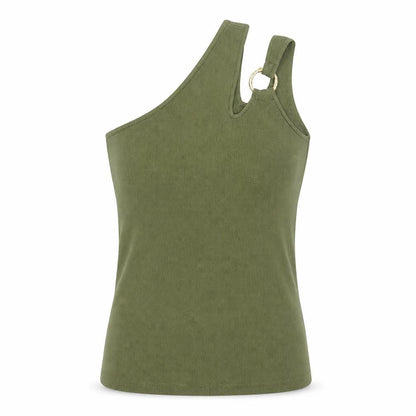 Next Women's Green One Shoulder Tank Top S Slim Fit
