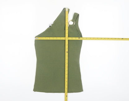 Next Women's Green One Shoulder Tank Top S Slim Fit