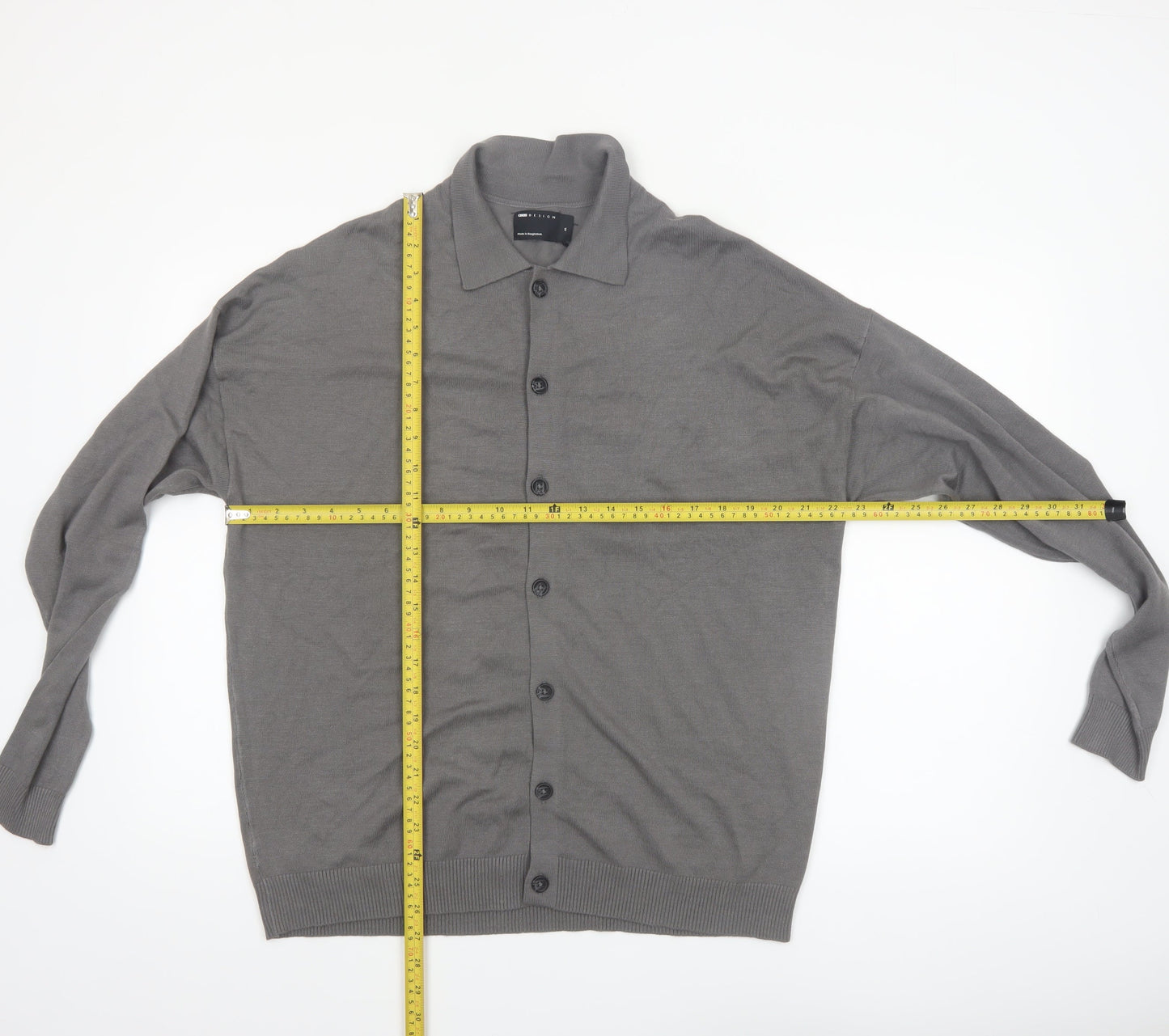ASOS Design Men's Grey Collared Button Cardigan M