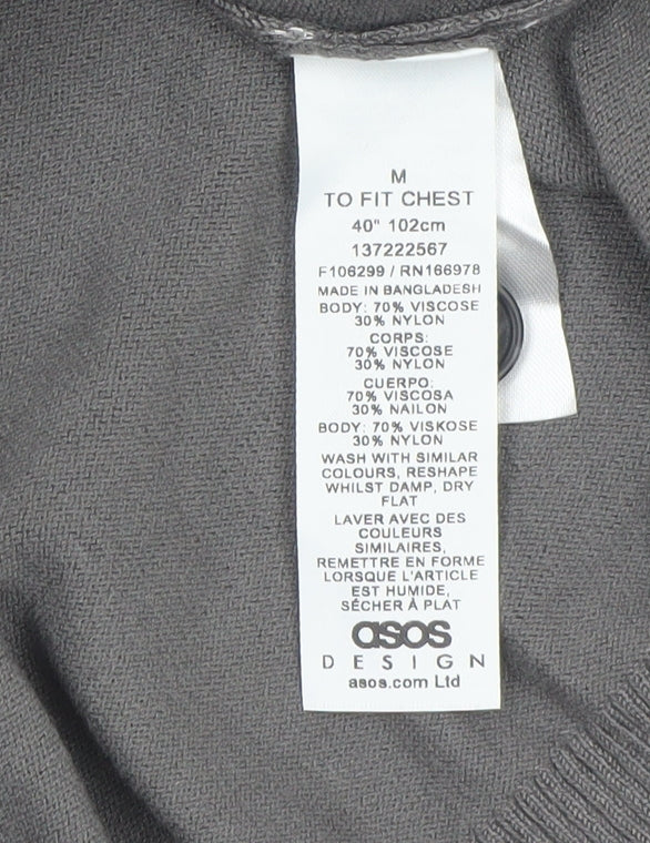 ASOS Design Men's Grey Collared Button Cardigan M