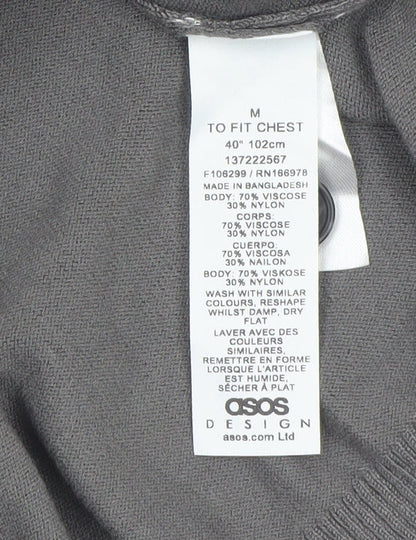 ASOS Design Men's Grey Collared Button Cardigan M