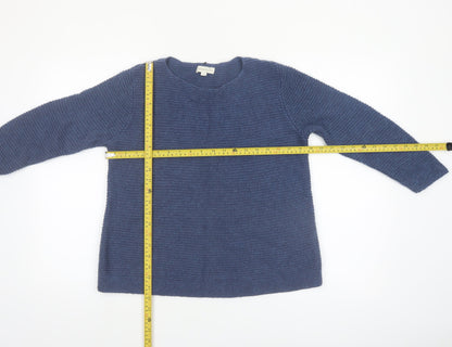 Monsoon Women’s Blue Knit Cotton Blend Pullover Jumper Size M