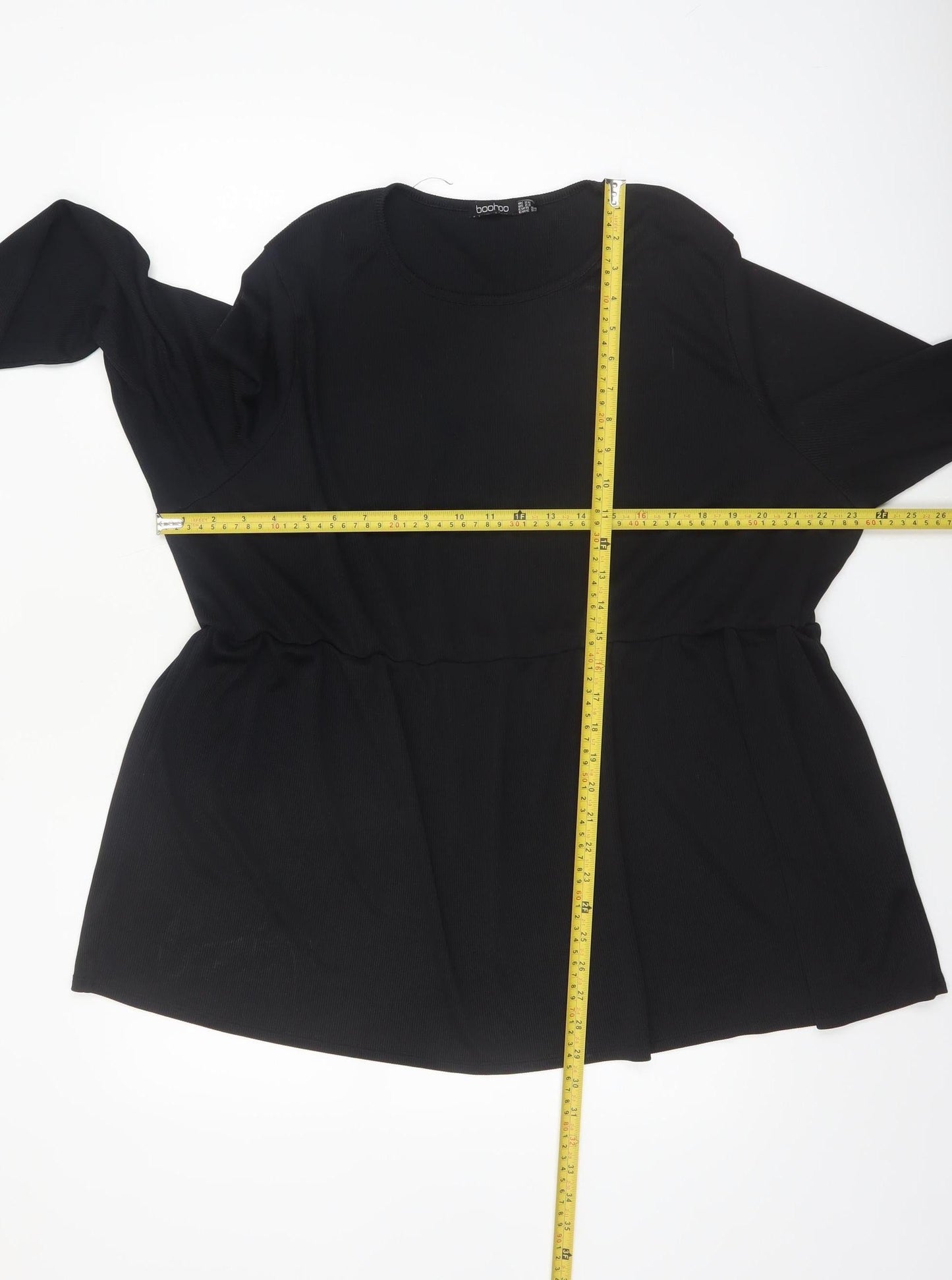 Boohoo Women’s Black Plus Size 26 Long Sleeve Jersey Tunic Top