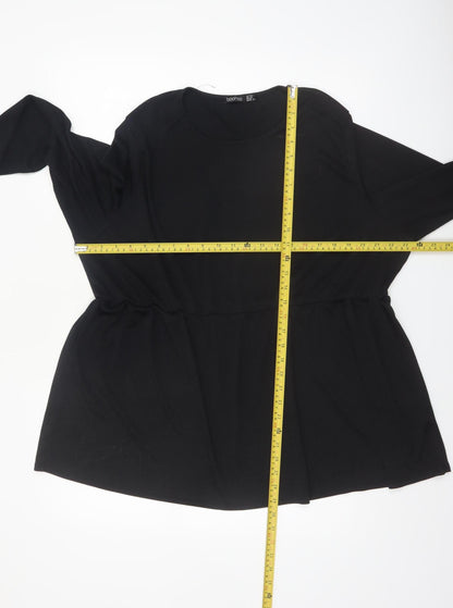 Boohoo Women’s Black Plus Size 26 Long Sleeve Jersey Tunic Top