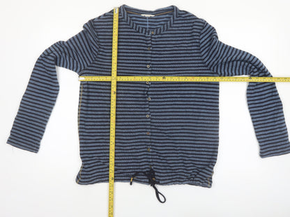White Stuff Women’s Blue Striped Cotton Button-Up Top UK 12