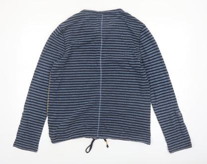 White Stuff Women’s Blue Striped Cotton Button-Up Top UK 12