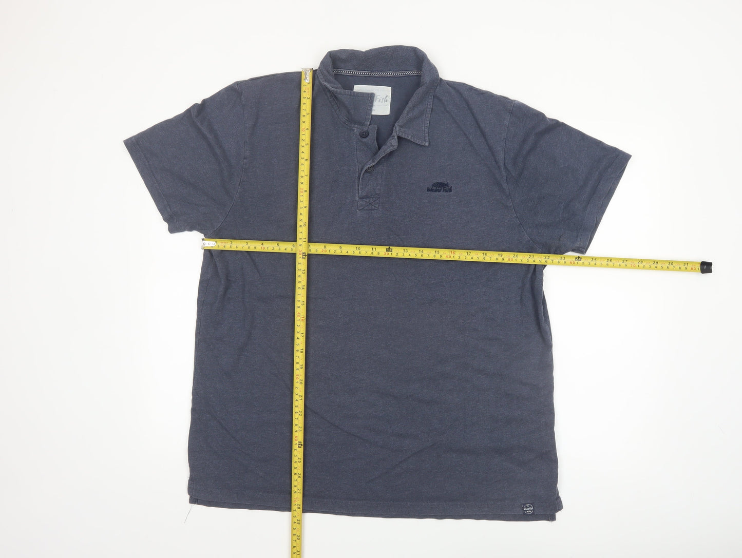 Weird Fish Men's Blue Cotton Blend Polo Shirt XL Regular Fit