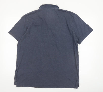 Weird Fish Men's Blue Cotton Blend Polo Shirt XL Regular Fit