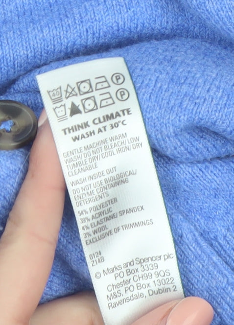 Marks and Spencer Women's Blue Button Front Cardigan L