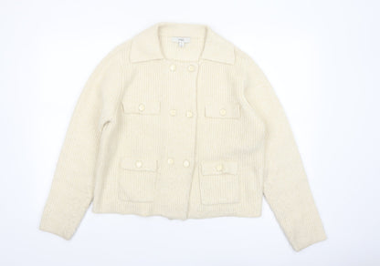 Marks and Spencer Women's Ivory Wool Blend Ribbed Cardigan M