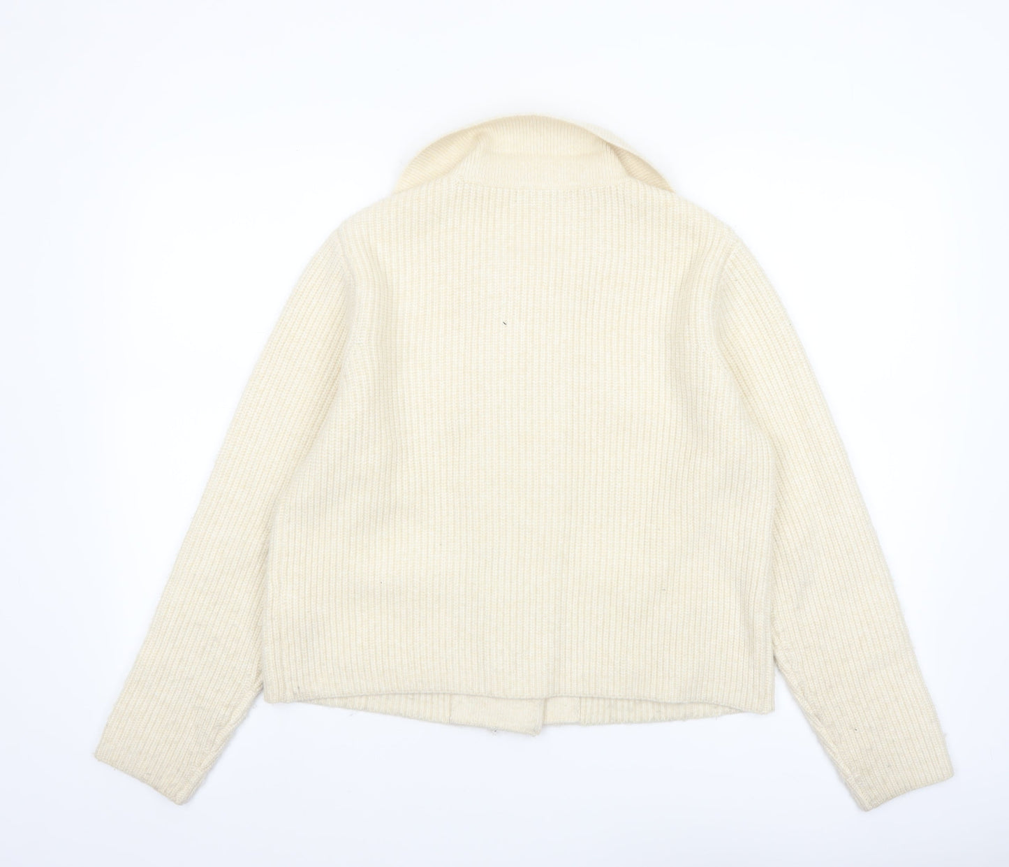 Marks and Spencer Women's Ivory Wool Blend Ribbed Cardigan M