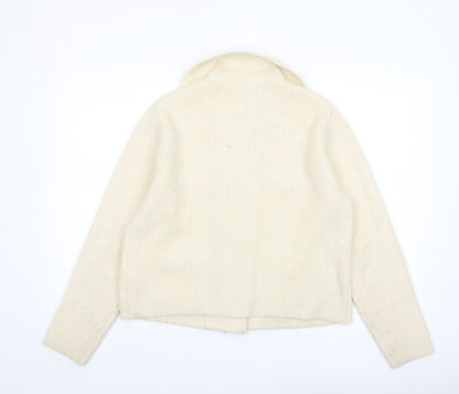 Marks and Spencer Women's Ivory Wool Blend Ribbed Cardigan M