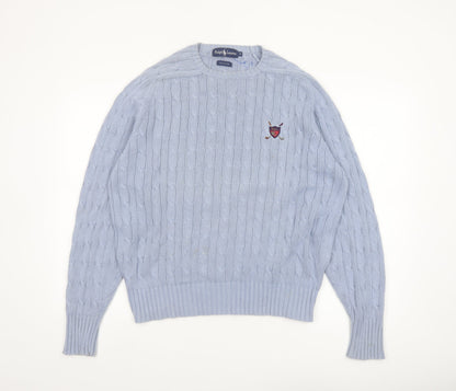 Ralph Lauren Women's Blue Cable-Knit Cotton Jumper M