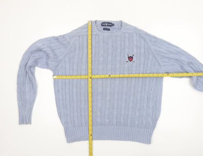 Ralph Lauren Women's Blue Cable-Knit Cotton Jumper M