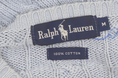 Ralph Lauren Women's Blue Cable-Knit Cotton Jumper M