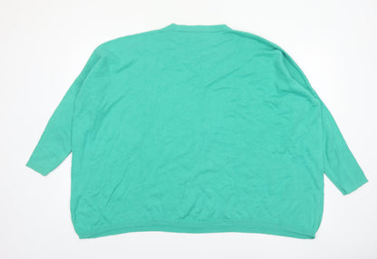 Haven Women Green Relaxed Crew Neck Rainbow Cotton Jumper One Size